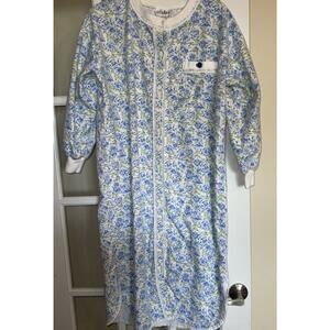 Gitano Vintage Floral Sleeve Sleep Shirt Long Cotton Nightgown medium blue